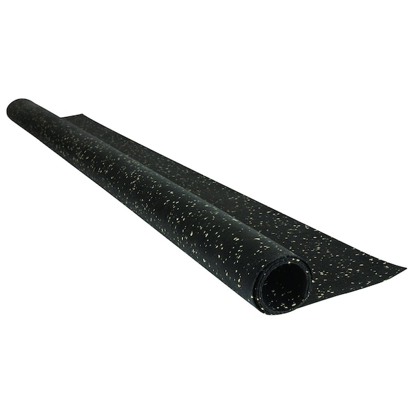 Rubber Roll, Recycled, 1/16 in , 4 ft H x 36 ft W, Tan Speckled